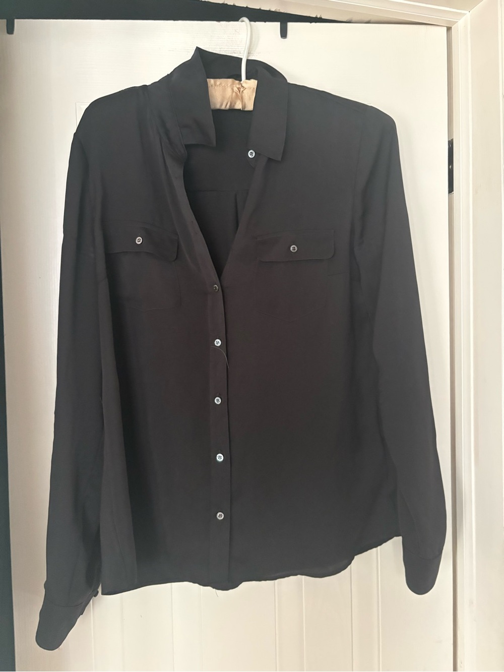 Mango Black Long Sleeve Button-Down Shirt
